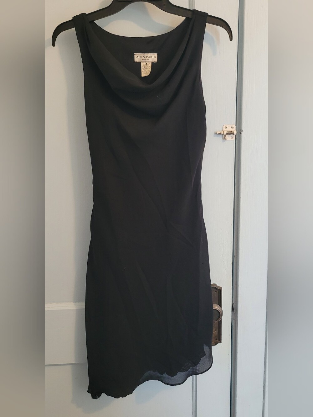 Alyn Paige Black Cowl Neck Sheath Dress